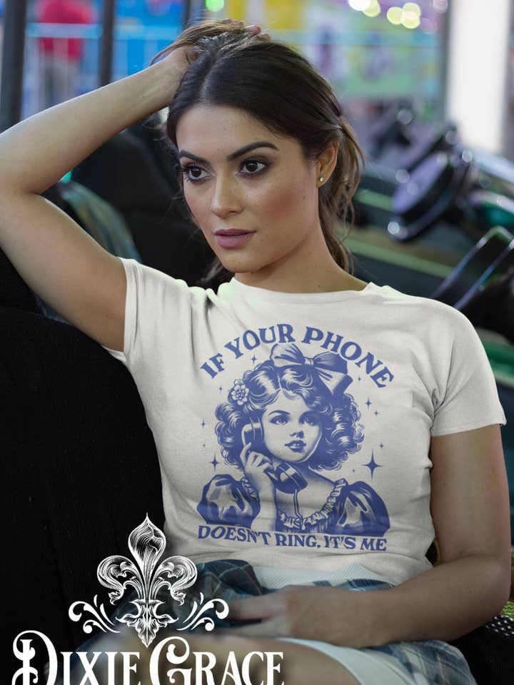 If You're Phone Isn't Ringing, It's Me - Natural - Long Sleeve, Sweatshirt, Hoodie Option - Graphic Tee for wholesale by Dixie Grace