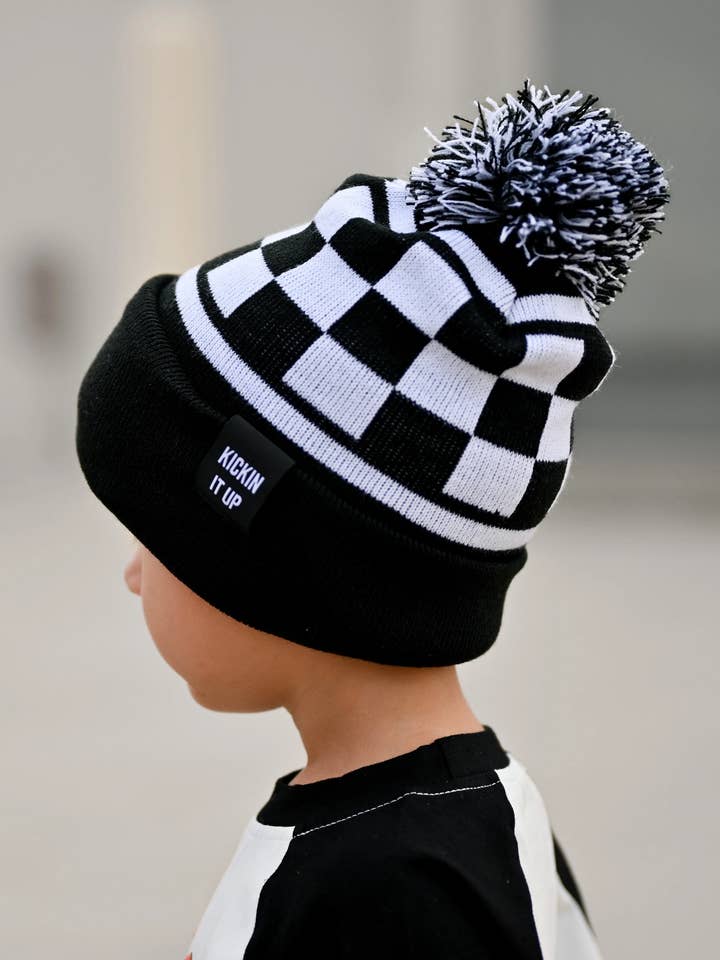 Gorro negro a cuadros para venta al por mayor de Kickin it up Socks