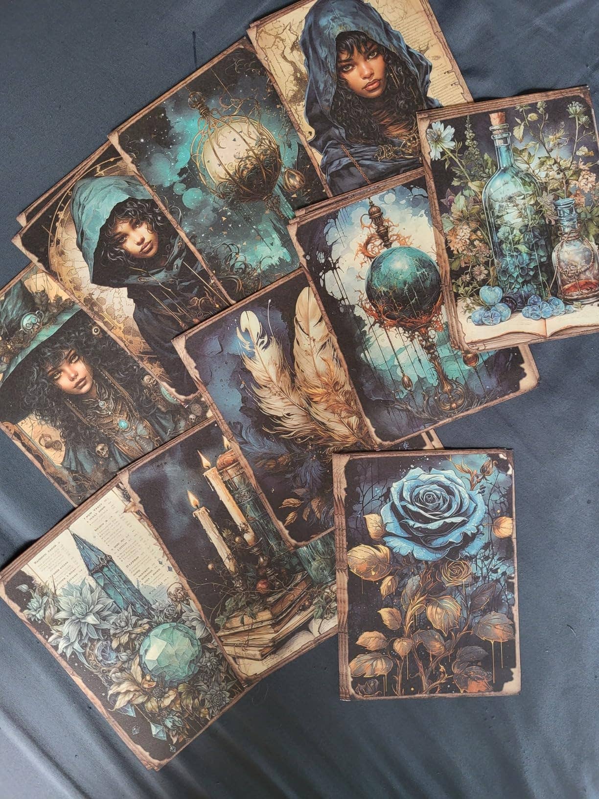 Slightly Askew Art - Wholesale Gallery Wall Set - Blue Witches - Set of 10 4" x 6" Decoupage Wood Wall Panels1