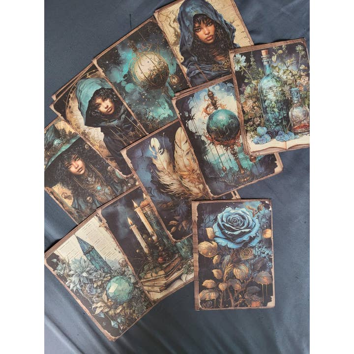 Slightly Askew Art - Wholesale Gallery Wall Set - Blue Witches - Set of 10 4" x 6" Decoupage Wood Wall Panels1