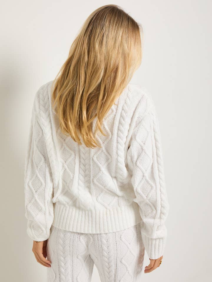 White Dreamcatcher Chenille Sweater for wholesale on Faire1