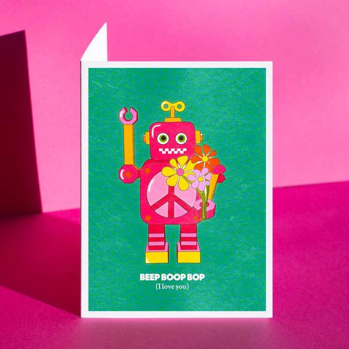 Beep Boop Bop (Eu Amo-te) | Cartão de Saudação de Robô por atacado de Posse Paper Goods