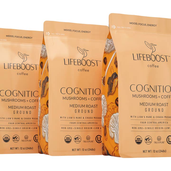 Lifeboost Coffee - Wholesale Ground Coffee - New! Cognition Mushroom Ground Coffee
