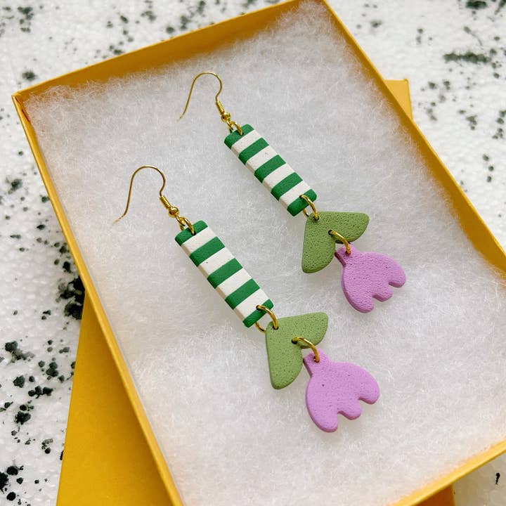 Lemon Lee Studio - Wholesale Dangle Earrings - Tulip Stripe Earrings1