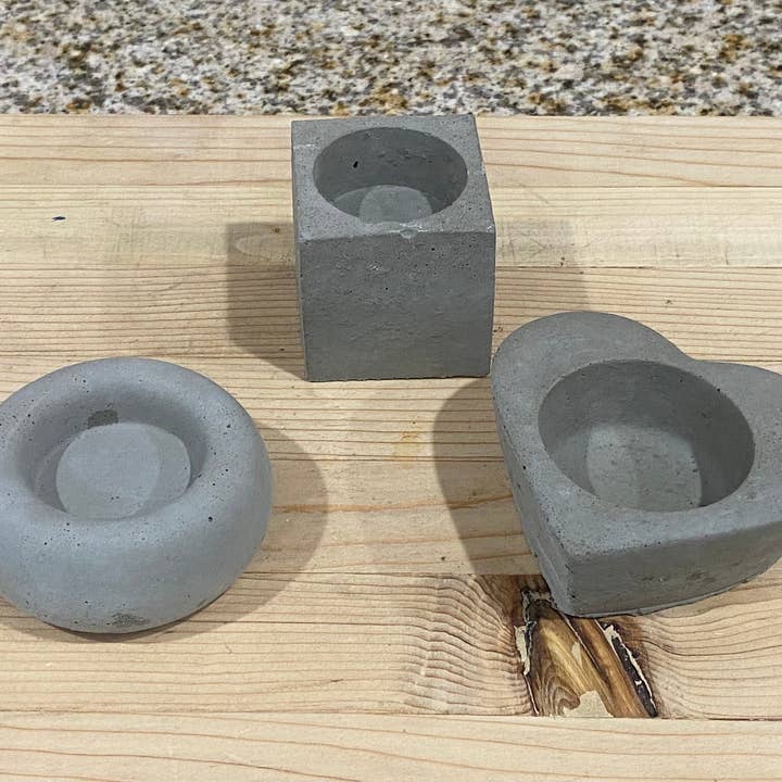 3 pc Cement Tea Light Holders for wholesale by Me Soy Happy Candle Co & More