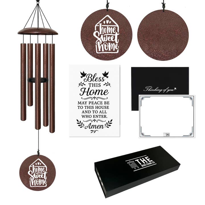 Home Blessing Serenity Wind Chime - Antique Bronze Flower For Special Occasions or Reflections 48” for wholesale by The Wind Chime Co