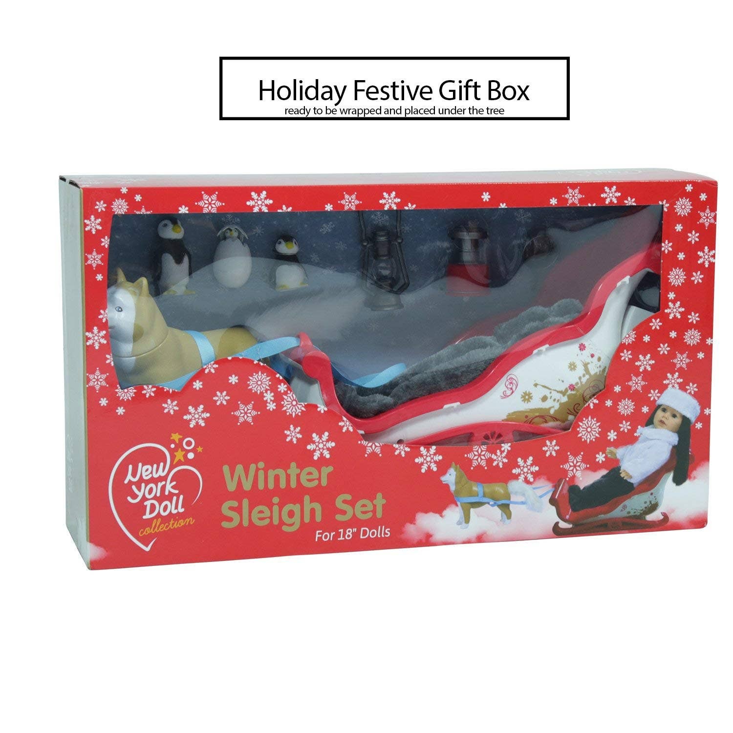 The New York Doll Collection - Vente Accessoire de poupée – enfant - Ensemble traîneau d'hiver pour poupée 18"2