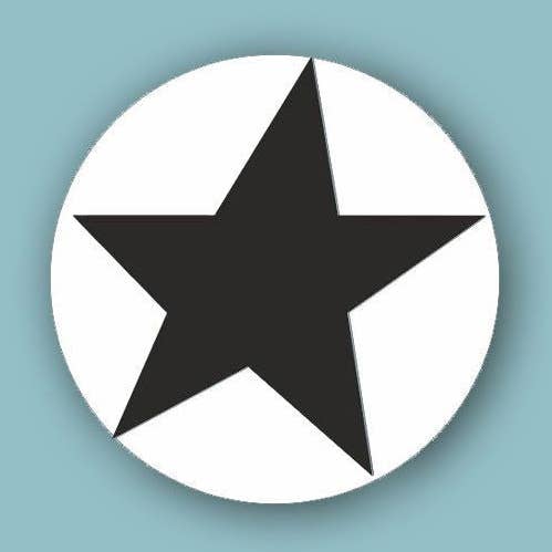 Verschlussaufkleber Stern weiss-schwarz -Sticker-Label- für den Großhandel von kadopapier.net