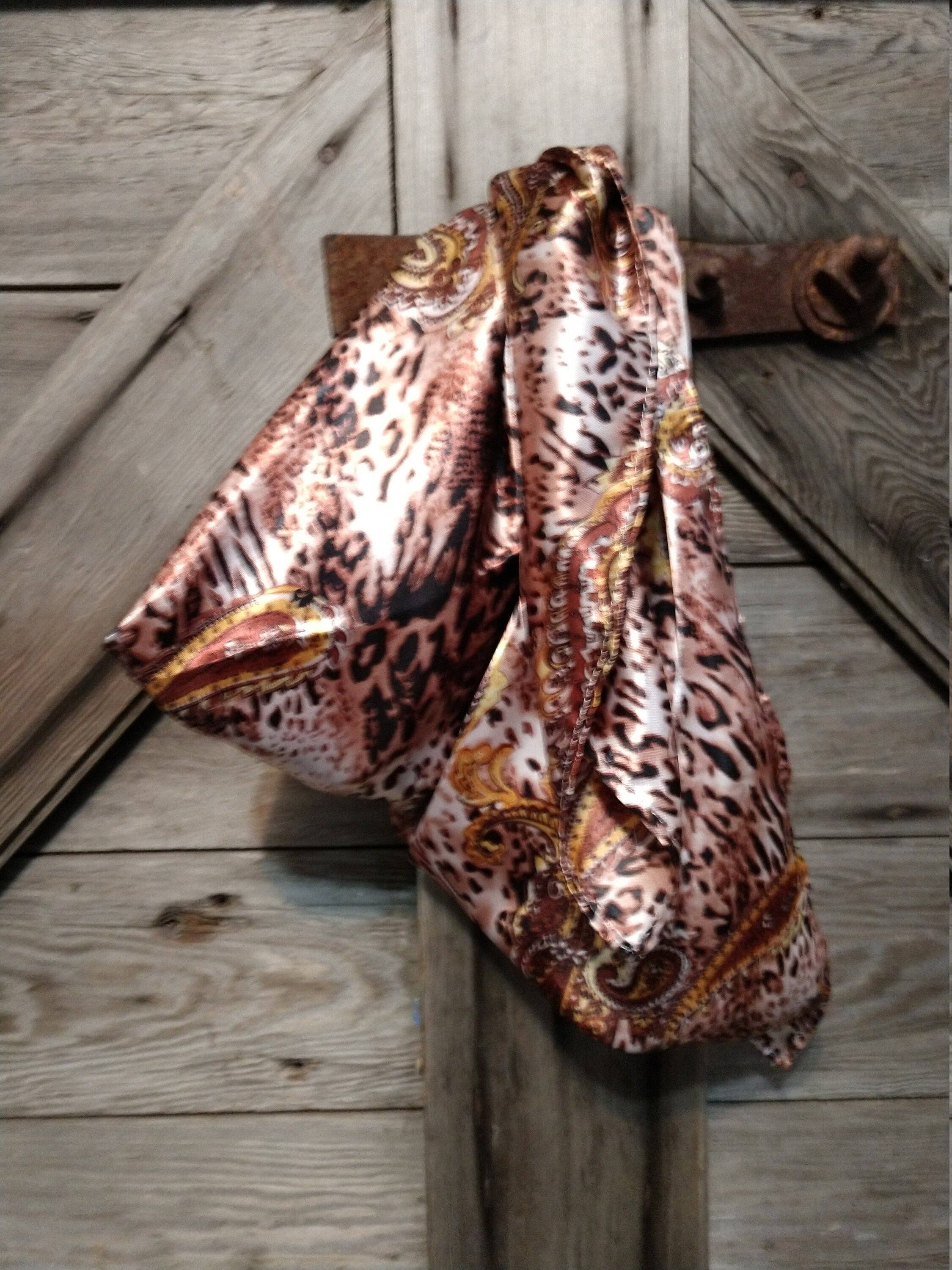 Double B Wild Rags - Wholesale Scarf - Women's - Wild Rag ANIMAL 608 Brown Paisley Cheetah Cowboy Western Neck Scarf Bandanna by Double B Wild Rags1