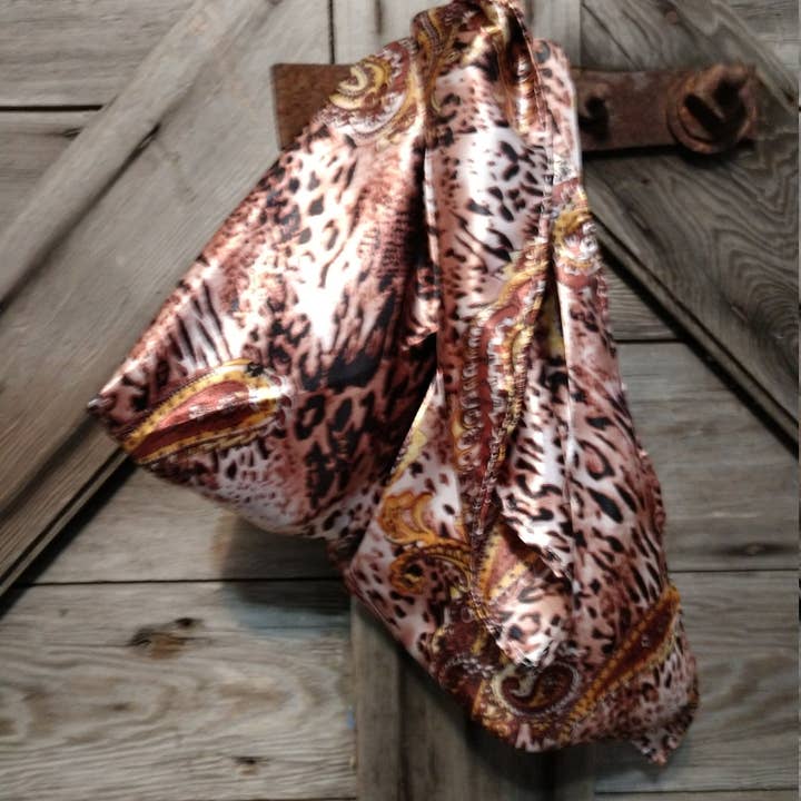 Double B Wild Rags - Wholesale Scarf - Women's - Wild Rag ANIMAL 608 Brown Paisley Cheetah Cowboy Western Neck Scarf Bandanna by Double B Wild Rags1