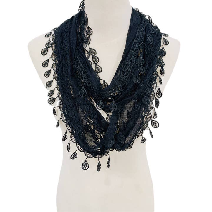 JC Sunny Fashion - Wholesale Scarf - Women's - Gorgeous Elegant lace Infinity Scarf