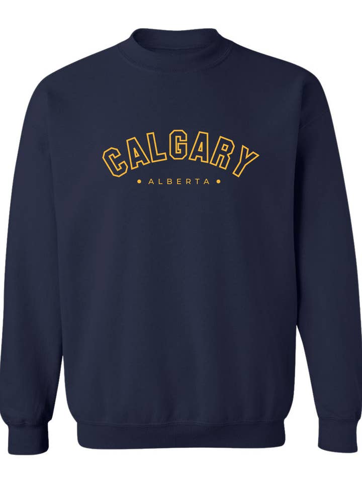 CALGARY ALBERTA - CREWNECK RELAXED FIT SWEATSHIRT NAVY for wholesale by Cherry Chic Designs