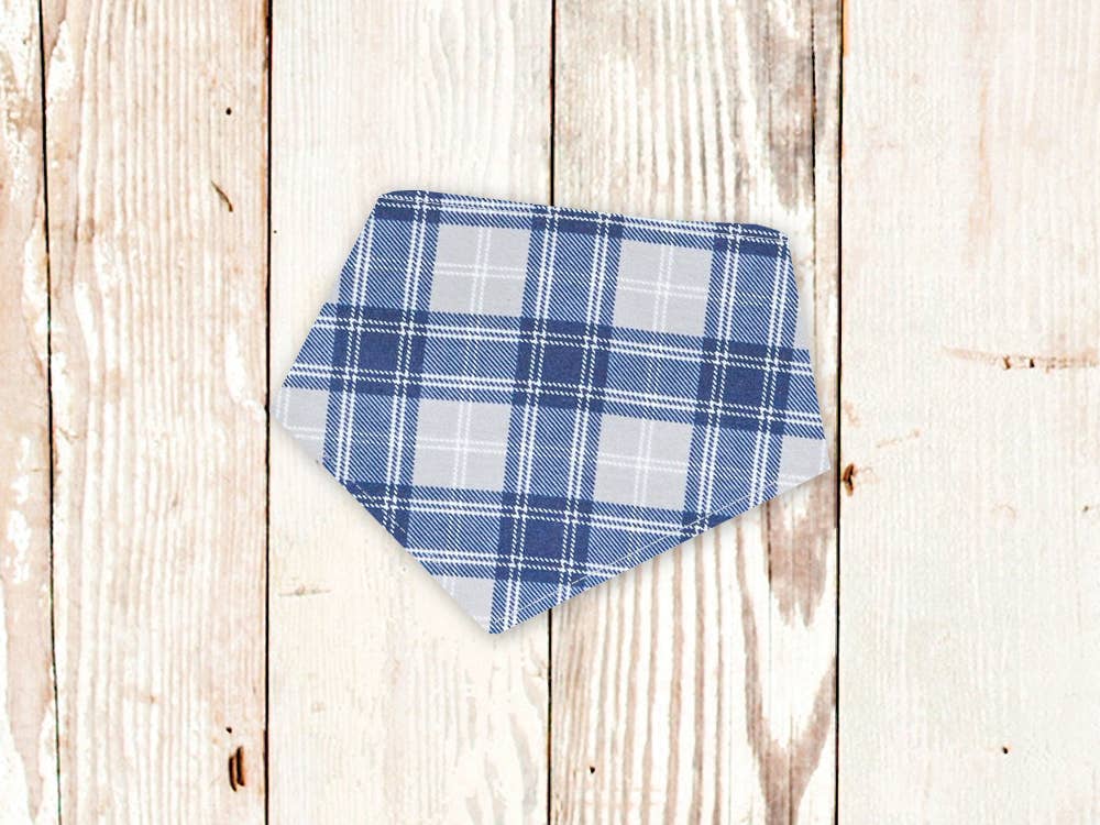 BibbyBubby - Wholesale Pet Bandana - Dog - Grey & Blue Tartan Plaid Flannel Dog Bandana (Eddie Bauer)