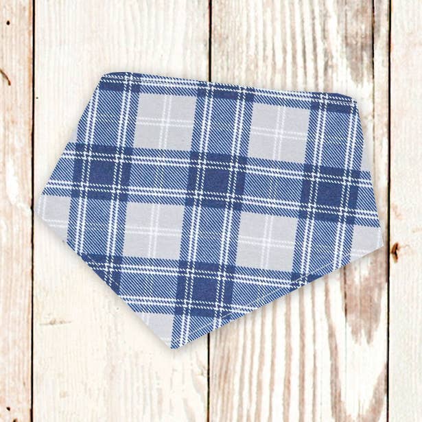 BibbyBubby - Wholesale Pet Bandana - Dog - Grey & Blue Tartan Plaid Flannel Dog Bandana (Eddie Bauer)0