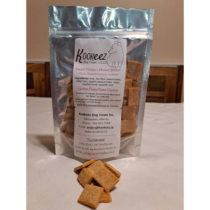 Sweet Potato & Peanut Butter Dog Treats for wholesale by Kookeez Dog Treats Inc