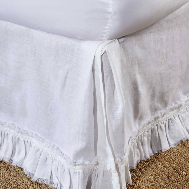 Ruffle Bed Skirt - King - 78" X 80"+21" - White for wholesale by Orchids Lux Home