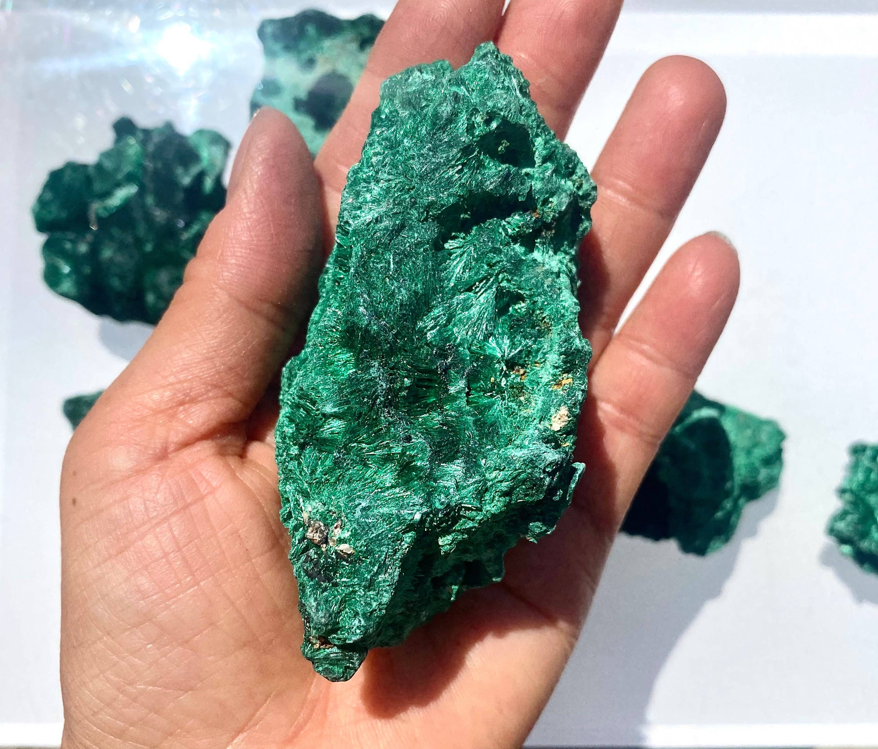 KayleeNYC - Wholesale Spiritual Stone/Crystal - Wholesale Lot 2 Lbs Natural Velvet Fibrous Malachite Raw Cry4