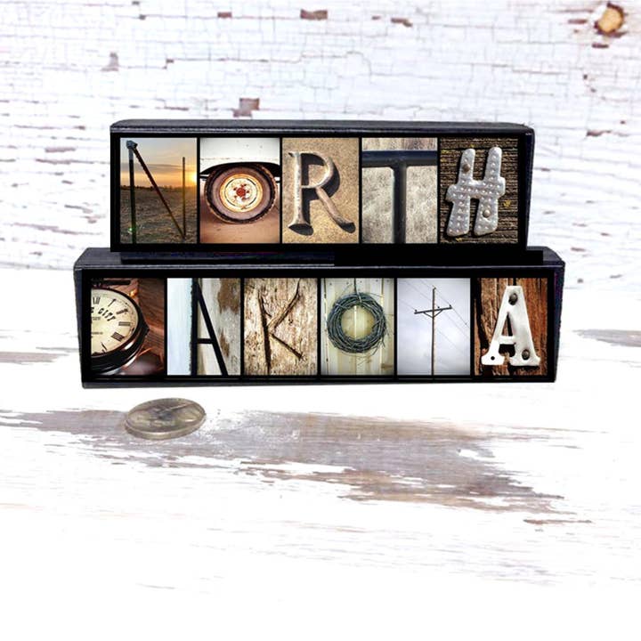 North Dakota Art, North Dakota Gift, Wood Sign Gift Set for wholesale by Letters Of Love Designs