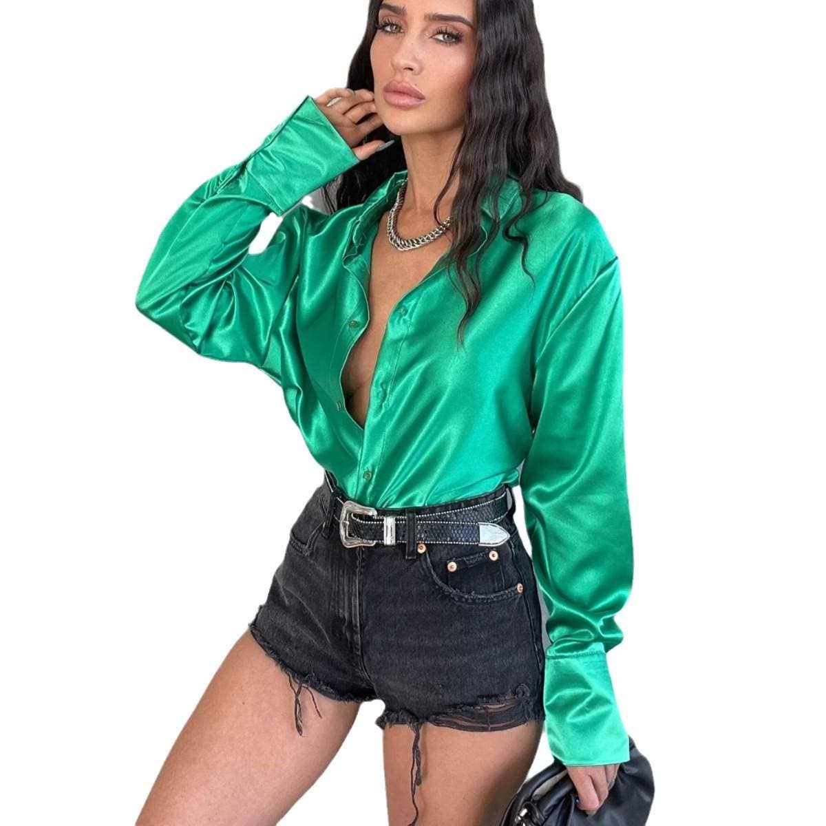 Queen Fashion – wholesale Blus - Dam – Slag långärmad lös temperament knappskjorta2