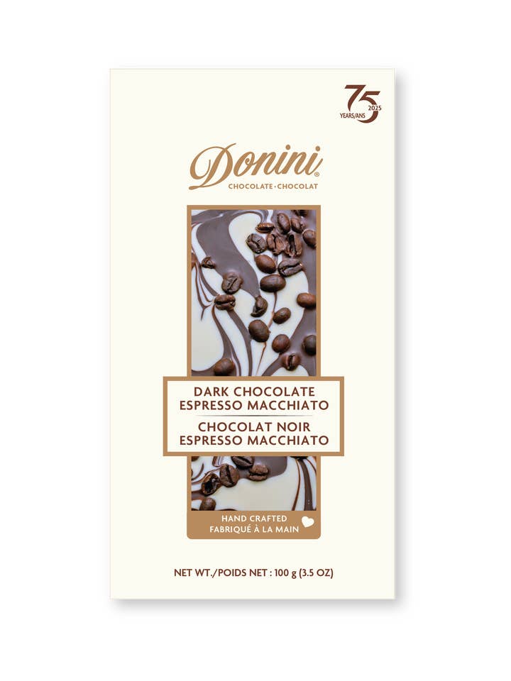 Donini 72% Dark Chocolate Espresso Macchiato for wholesale by Saxon/Donini Chocolates
