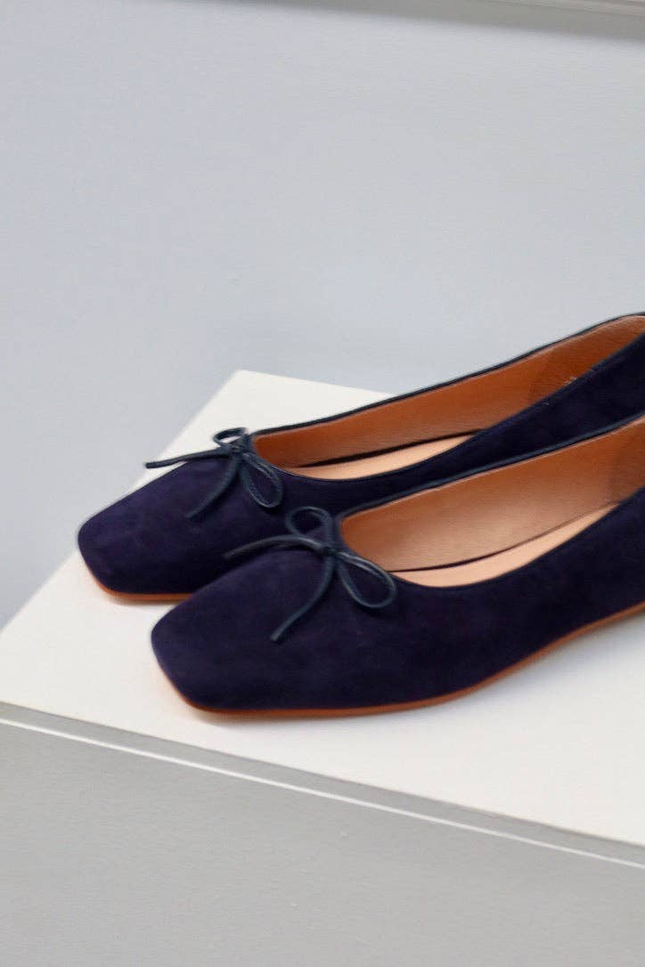 Square Ballet Flat - Navy Suede for wholesale on Faire