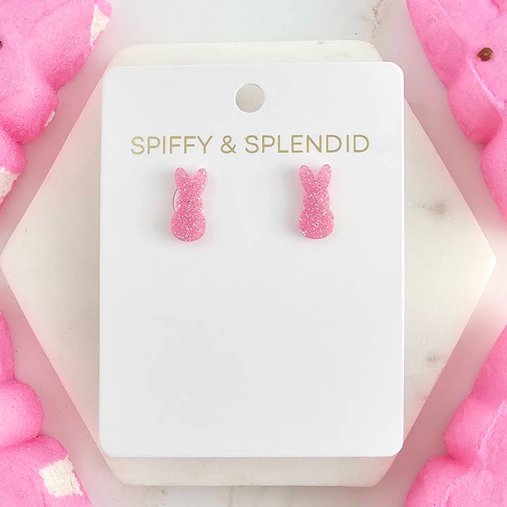 Glitter Konijn Oorbellen - Roze // Oorbellen, Sieraden, Pasen voor wholesale door Spiffy & Splendid