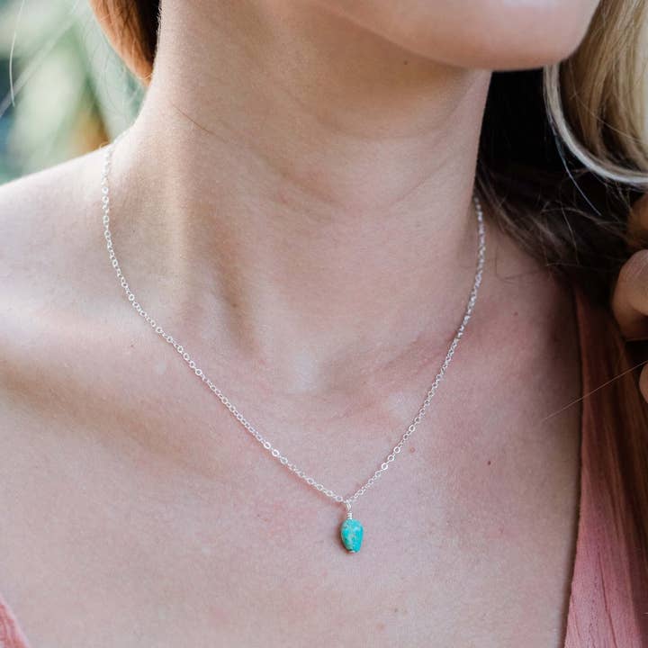 Luna Tide - Wholesale Pendant/charm necklace - Tiny Raw Turquoise Pendant Necklace5
