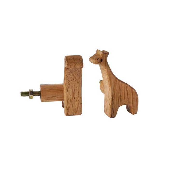 Tirante per cassetto in rovere a forma di giraffa per la vendita all'ingrosso da parte di CGB Giftware