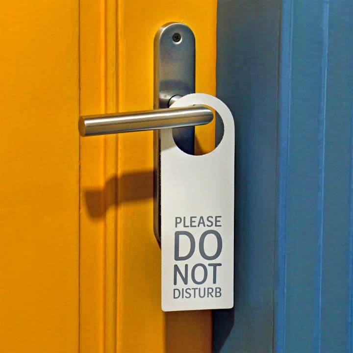 Do Not Disturb – Upcycled Leather Door Hanger. for wholesale by Bandit Manchot