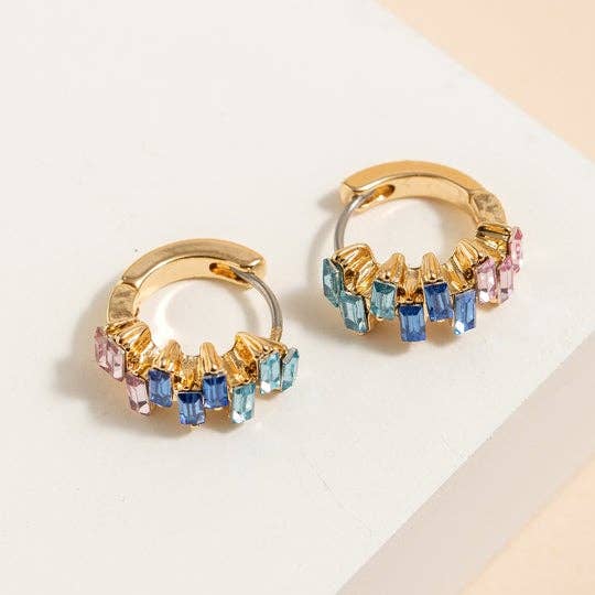 StarryNYC - Wholesale Huggie Earrings - Baguette Earring Small CZ Hoop Huggie Cartilage Earrings3