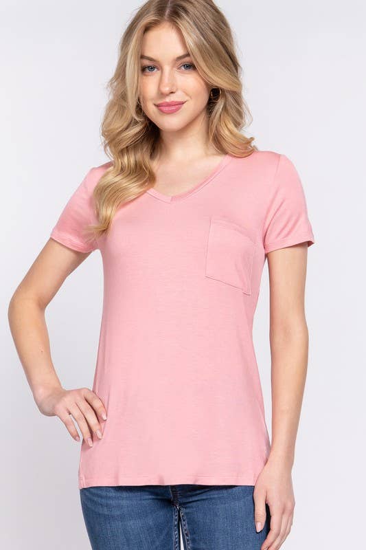 Active Basic | Active USA – Großhandel T-Shirt – Damen – Kurzärmliges Top mit V-Ausschnitt und Tasche16