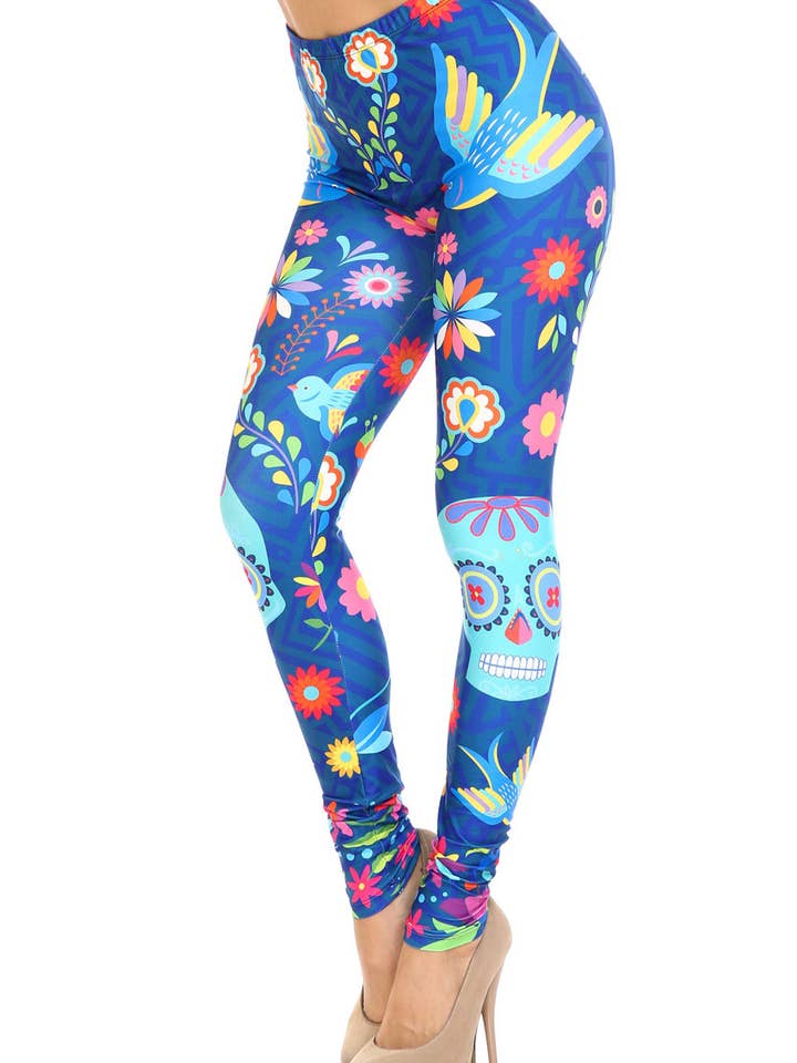 Creamy Soft Garden of Eden Sugar Skull Leggings for wholesale by USA Fashion