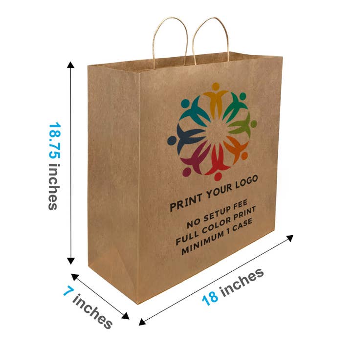 Custom Print Jumbo 18x7x18.75 Kraft Paper Bag Twisted Handle for wholesale by Kis Paper