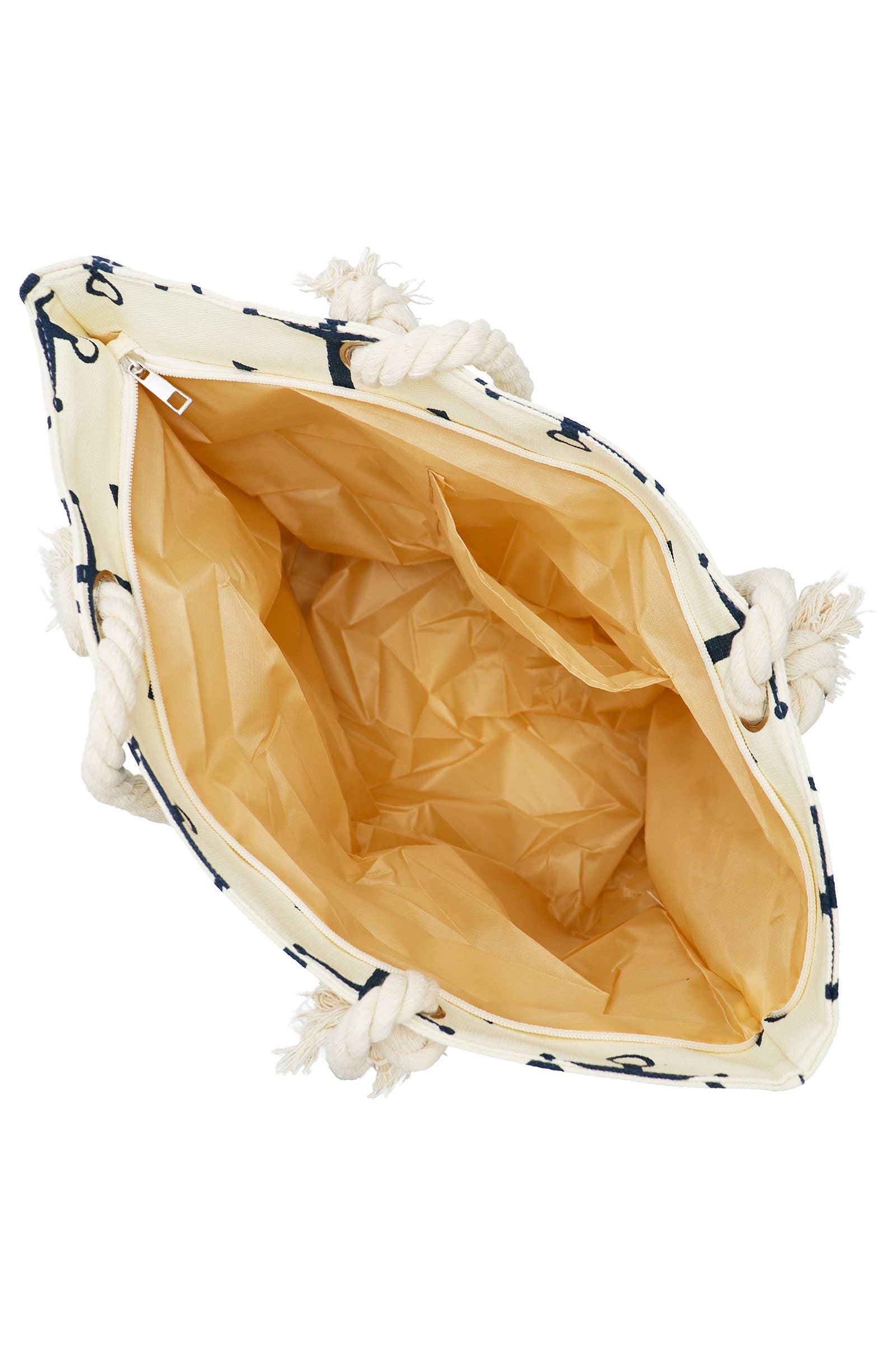 Cap Zone - Vendita all'ingrosso Borsa tote - Donna - Borsa in tela di juta con cerniera e ancora nautica7