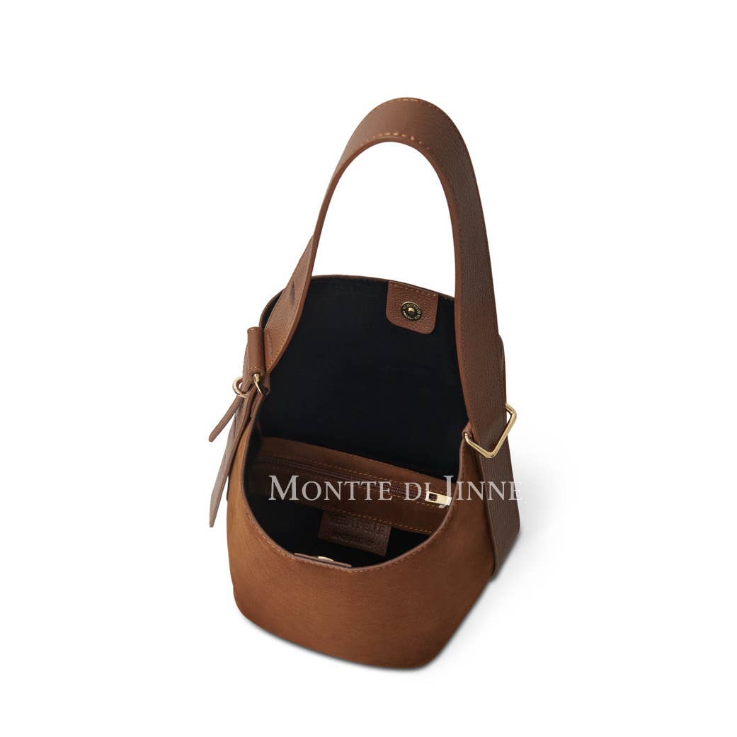 MONTTE DI JINNE – Engroshandel Skuldertaske – til kvinder – Italiensk ægte læder skuldertaske i minimalistisk ruskind6
