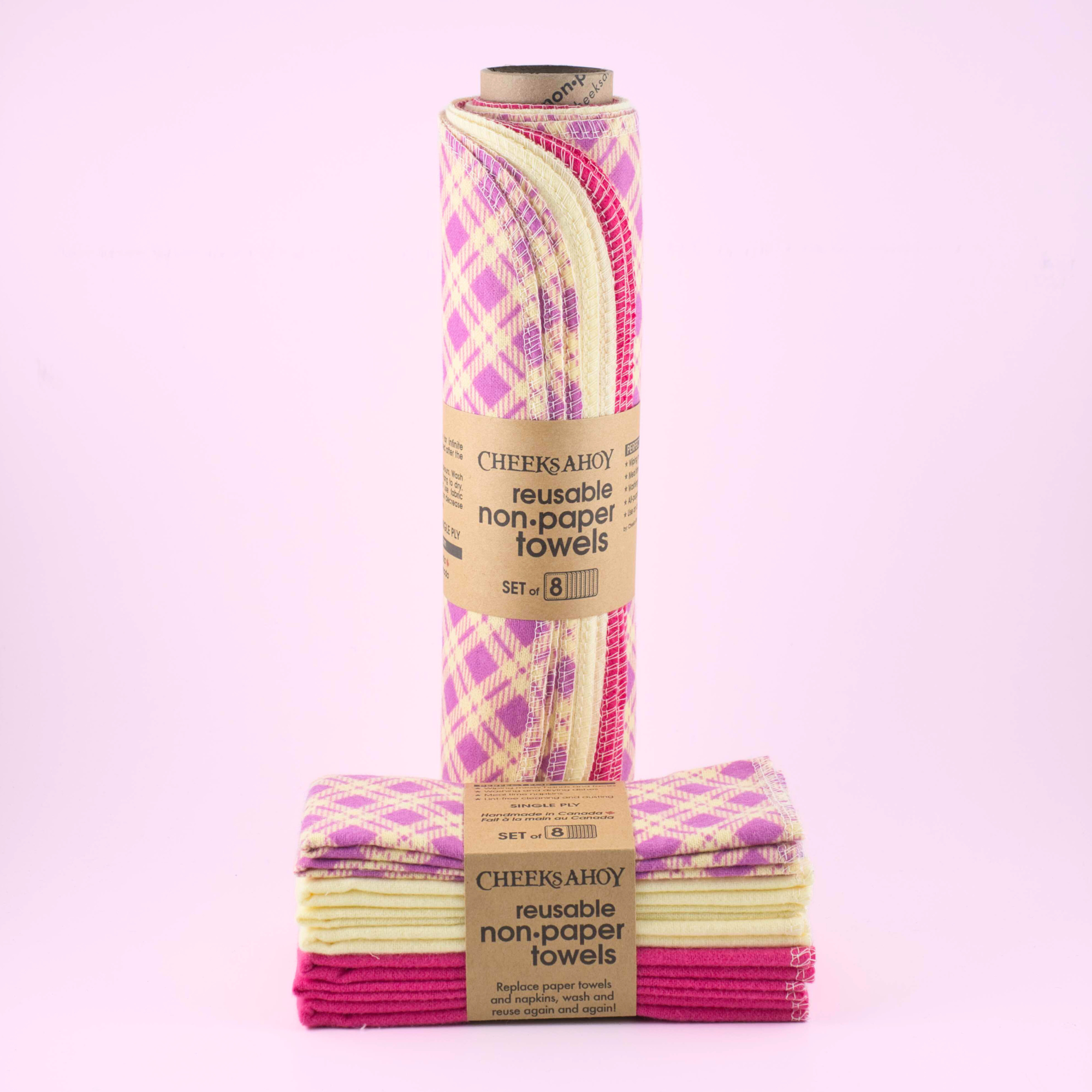 Cheeks Ahoy - Wholesale Dishcloth - Reusable Non-Paper Towels - Pink Argyle - Limited Edition2