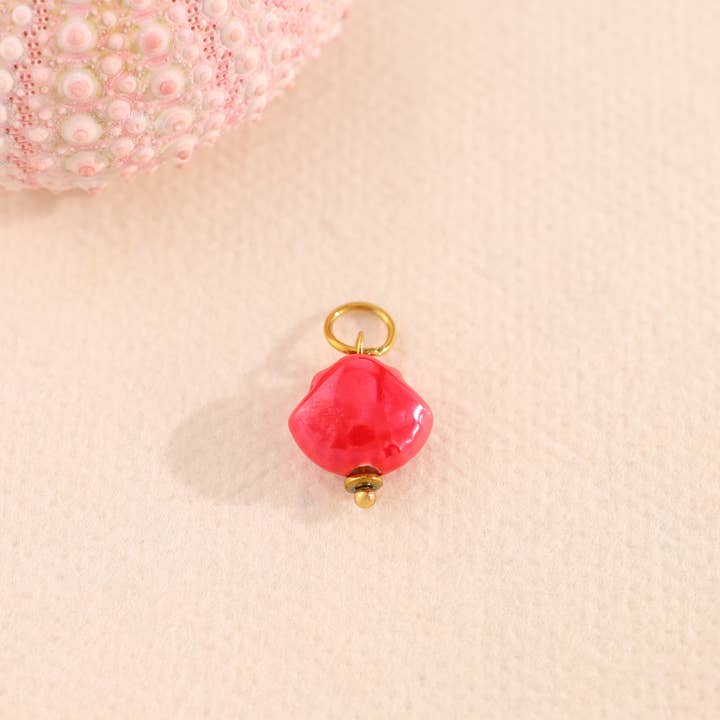 Lot de 3 Pendentifs Coquillage Émail Doré Rouge pour la vente par joya
