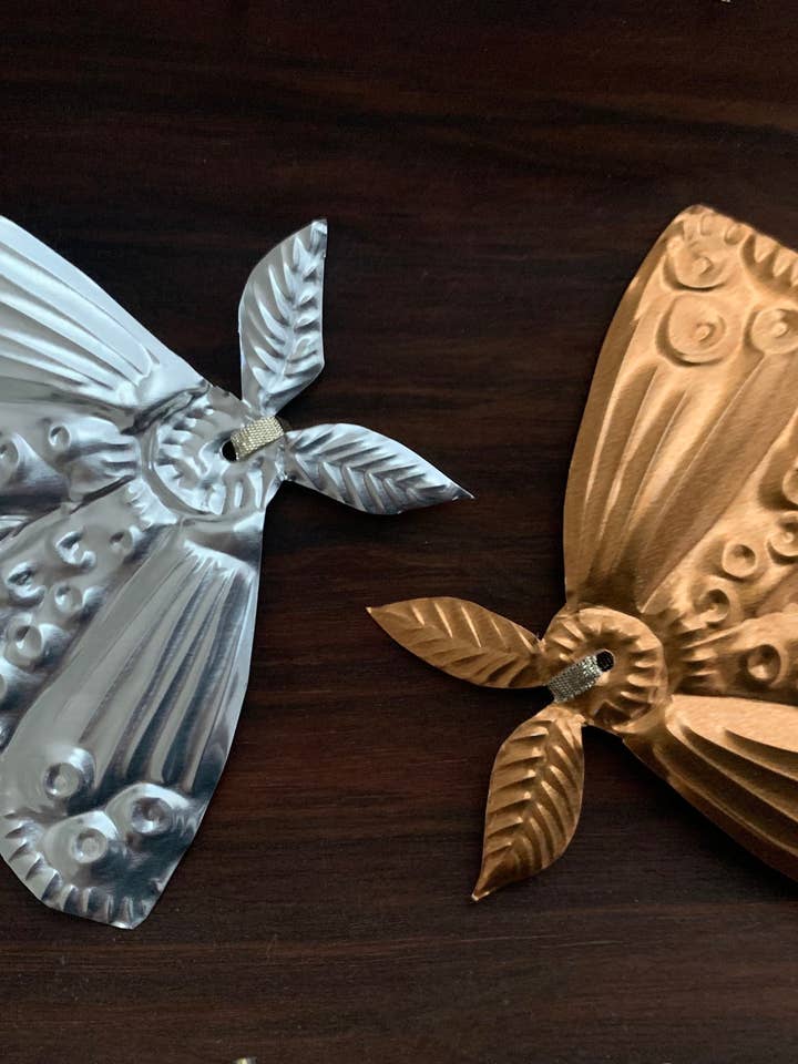 Moth Handmade Embossed Pressed Copper Or Tin Wall Decoration for wholesale by Foot Range Mountain