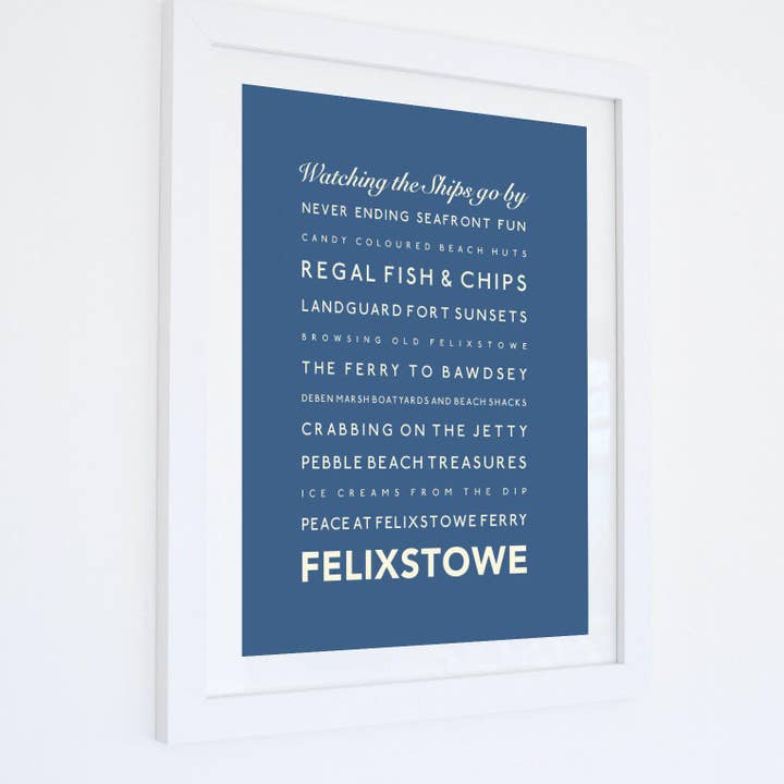 SeaKisses – wholesale Art print – Felixstowe Typographic Print2