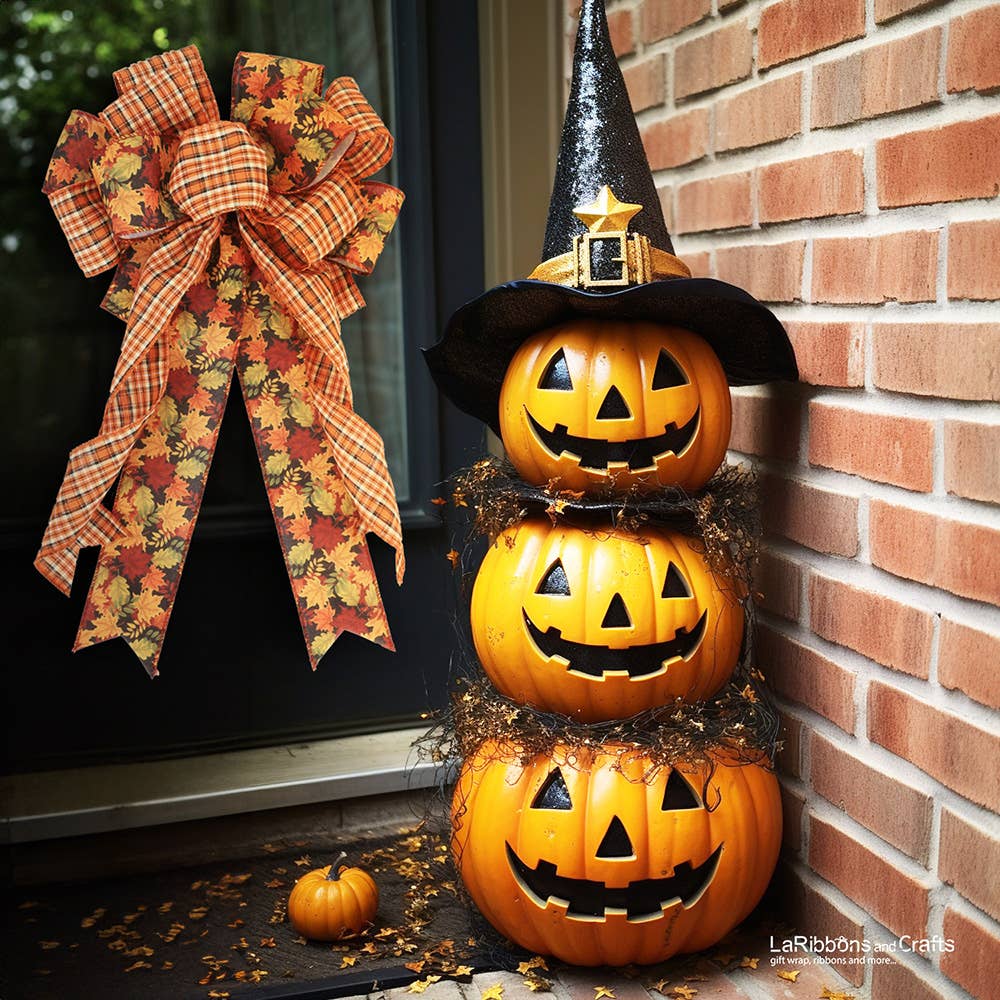 LA Ribbons Wholesale - Vendita all'ingrosso Nastri - Confezione regalo - Nastro cablato da 2 1/2" | "Harvest Plaid" Ruggine/Multicolore | Rotolo da 10 iarde4