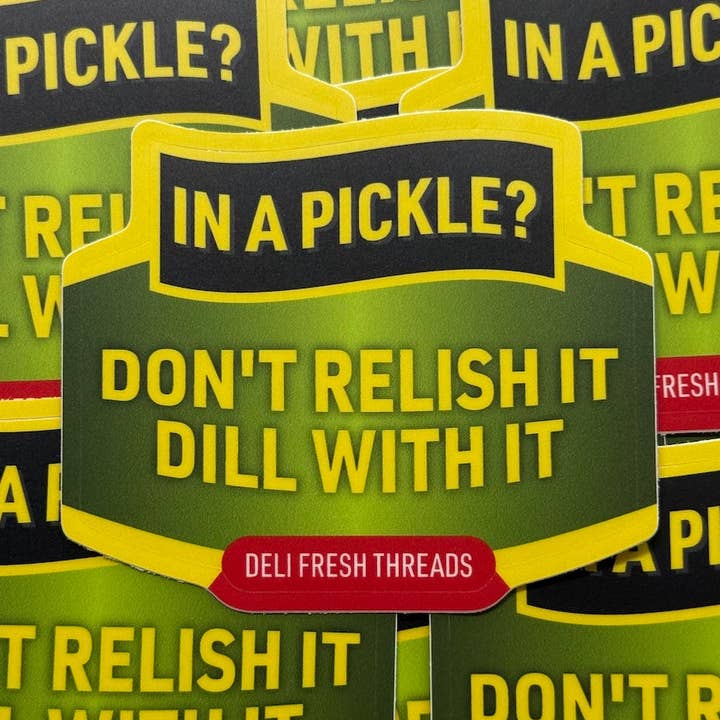 In a Pickle Sticker for wholesale by Deli Fresh Threads