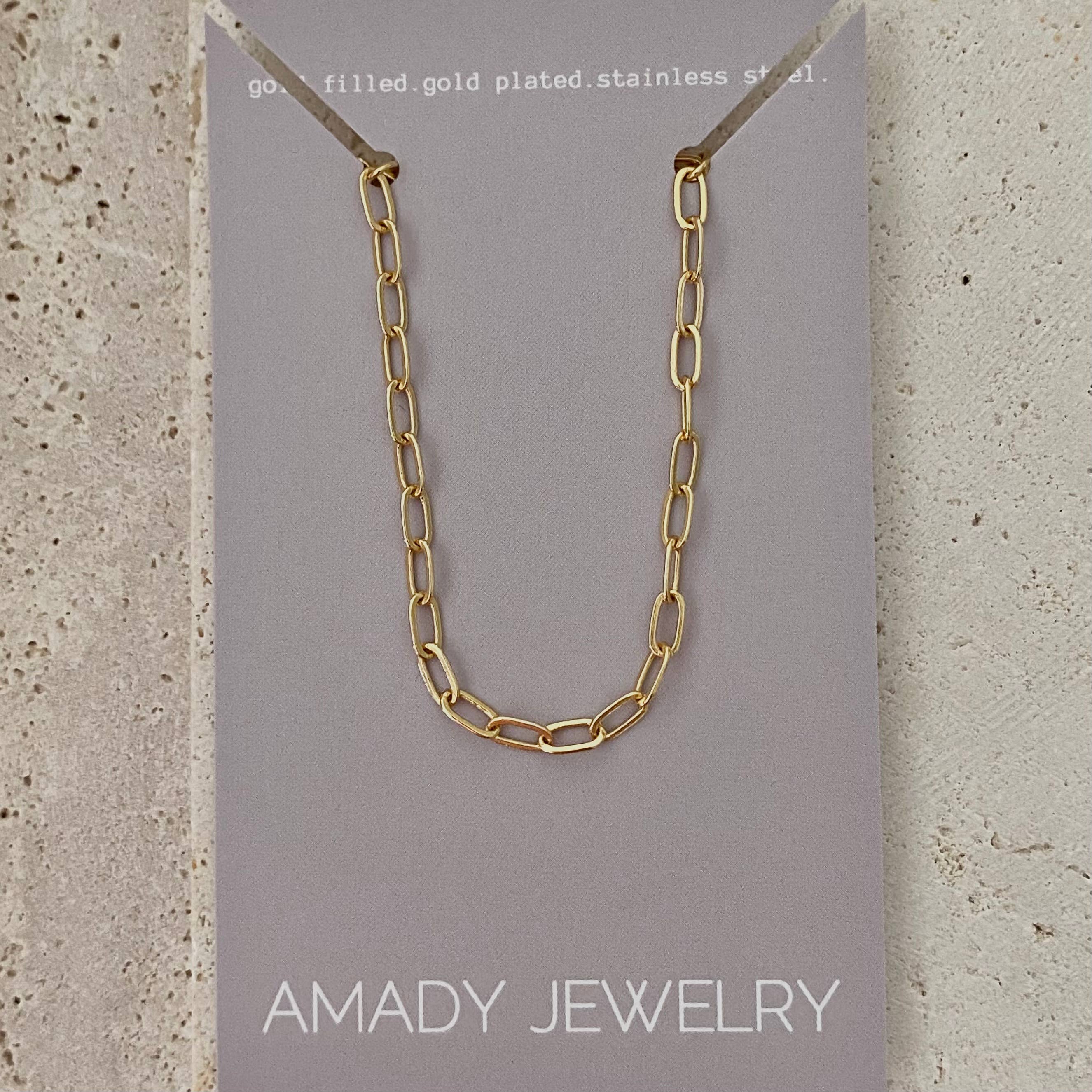 Amady Jewelry - Wholesale Link & Chain Necklace - Paperclip layering necklace 18k Gold Filled0