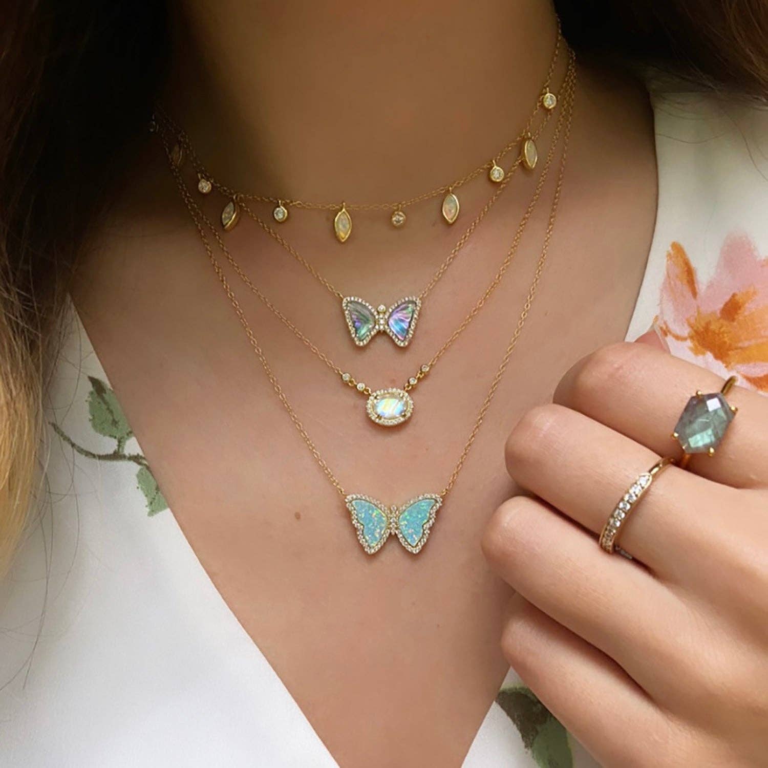 Kamaria Jewelry - Wholesale Pendant/Charm Necklace - Opal Butterfly Necklace With Crystals19