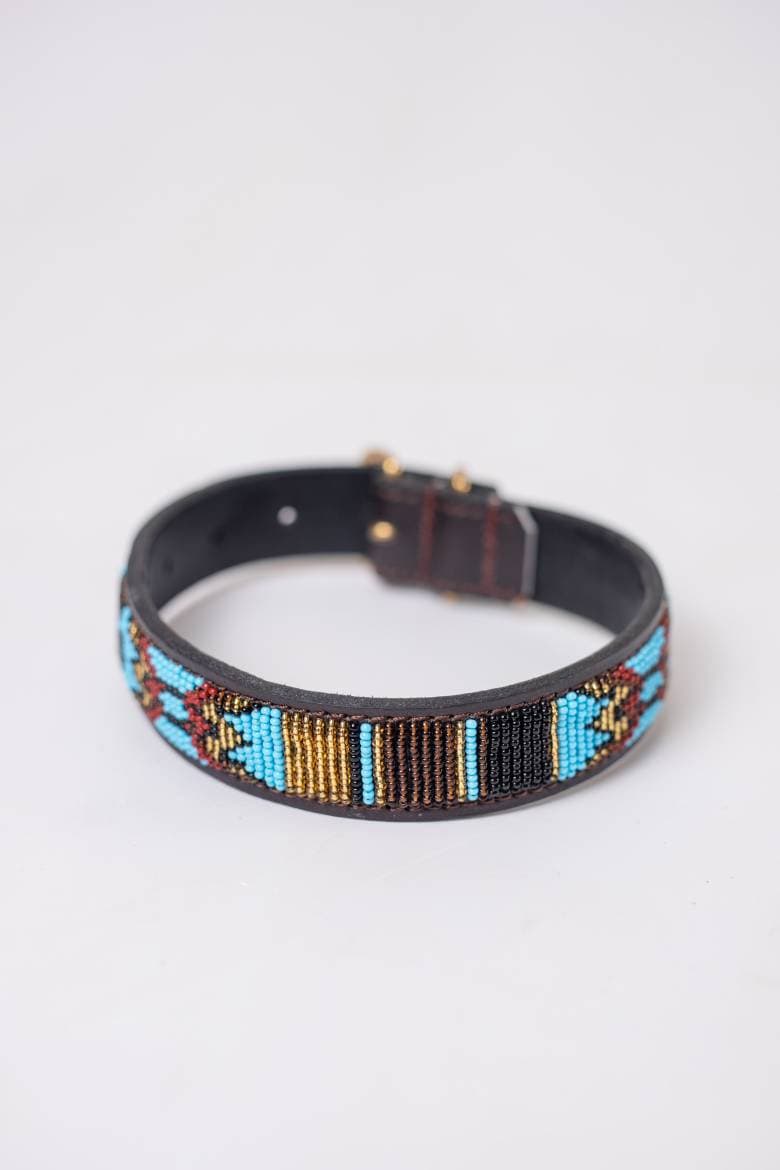 MAASAI CHIEF - Wholesale Pet Collar - Dog - Aztec Blue : Handmade Beaded Maasai Collar, African Dog Collar