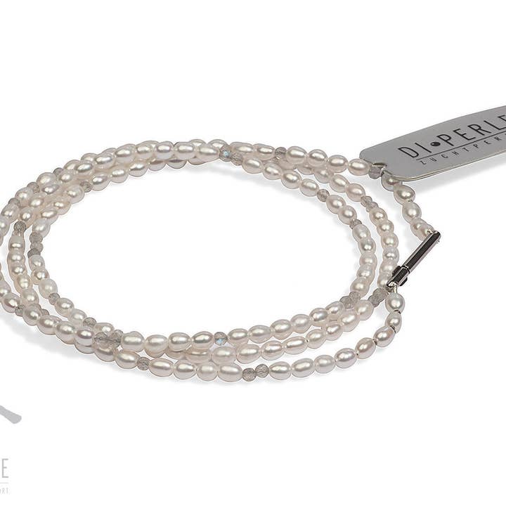 Pearl bracelet with labradorite | 3.0 x 3.5 mm | 56 cm for wholesale by Di Perle GmbH