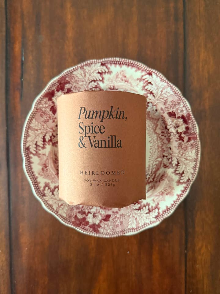 Heirloomed Candle - Pumpkin, Spice & Vanilla - Fall Candle for wholesale by Heirloomed Collection
