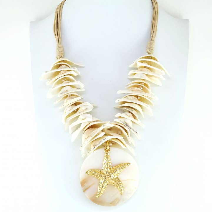 SWEET MAGIC MODA Y COMPLEMENTOS - Wholesale Bib Necklace - SHORT NECKLACE WITH STARFISH0