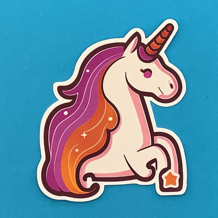 Pinky Unicorn Waterproof Vinyl Sticker for wholesale by Something Personal