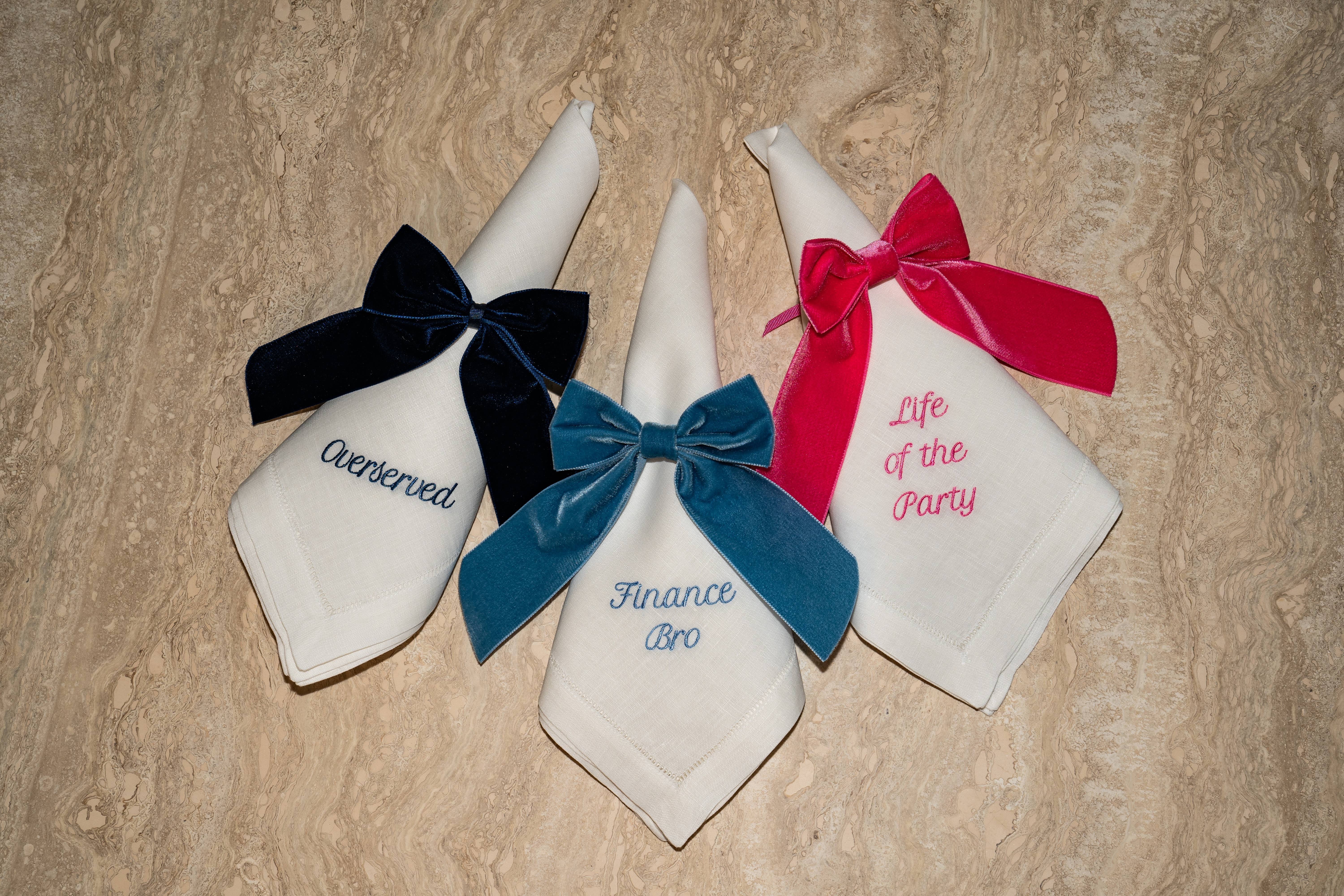 No Reservations - Vente Serviettes de table en tissu - Serviettes de table en lin avec superlatifs de fête – Lot de 121