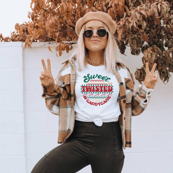 Süßes verdrehtes Zuckerstangen-T-Shirt für den Großhandel von Hello Sunshine Boutique